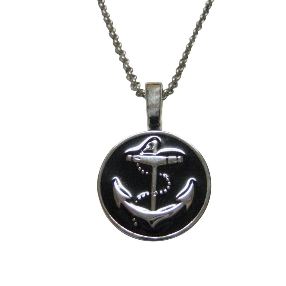 Nautical Black Anchor Pendant Necklace